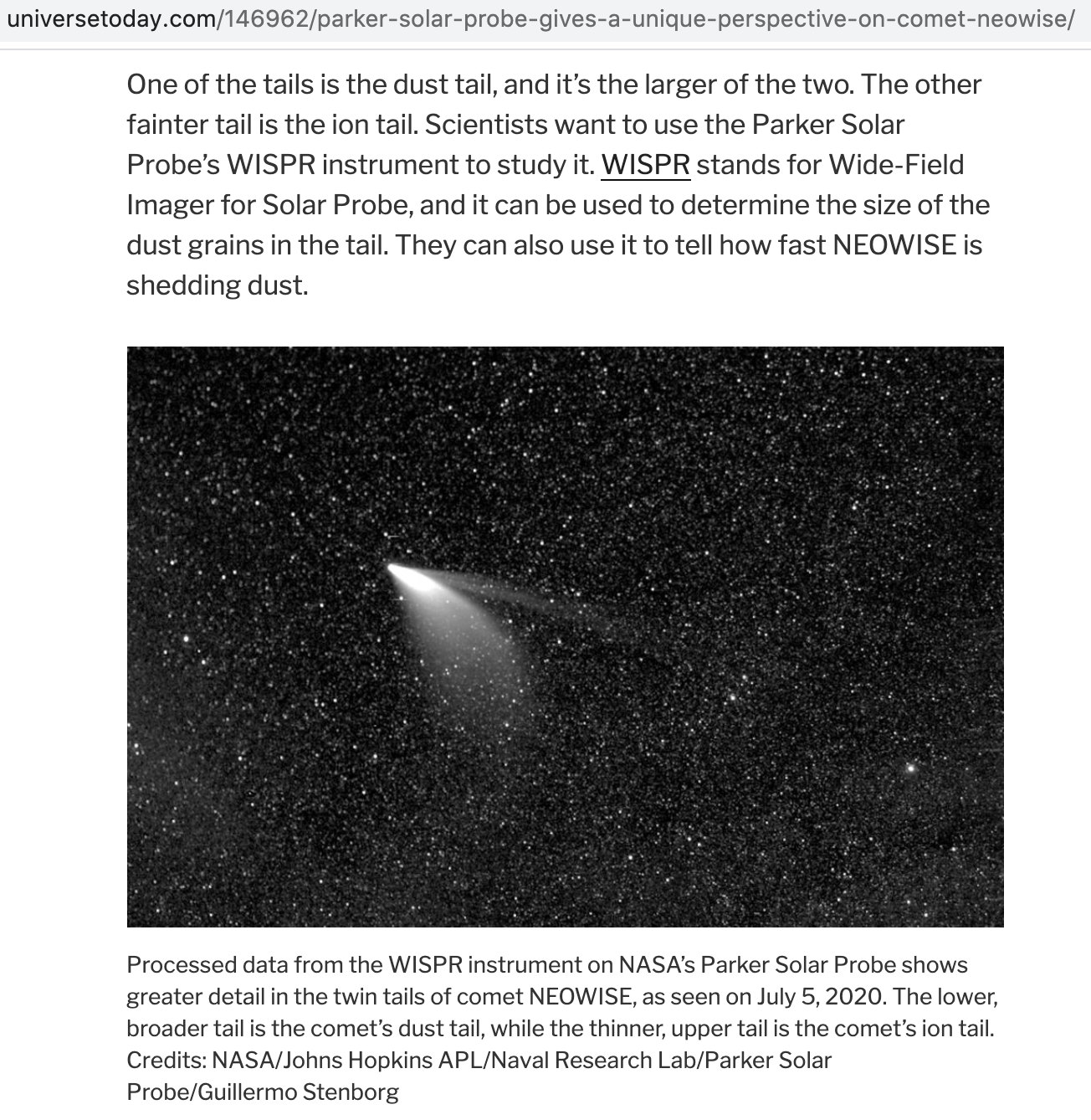 COmet NEOWISE has two tails.jpg
